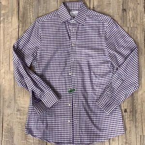 Slim fit purple and white check non-iron oxford